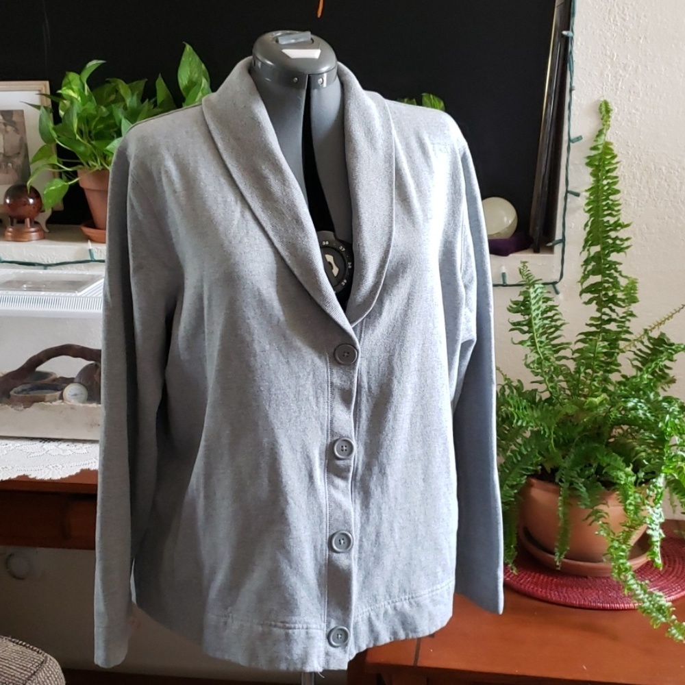 White Stag 2X long sleeve gray shawl lapel cardigan